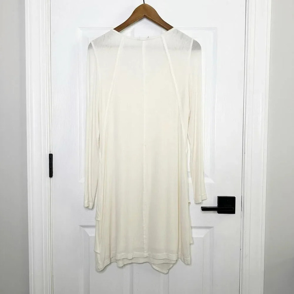 RONEN CHEN Size 1 US 6 Cream Knit Tunic Asymmetrical Hem Long Sleeve Lagenlook - Picture 6 of 6